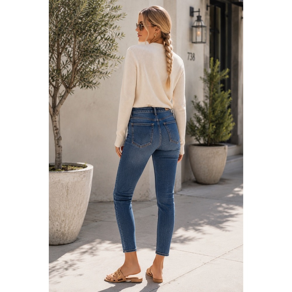 Mother High Waisted Looker Crop Skinny Jeans Pardon My French Blue Size 29 - Picture 2 of 15